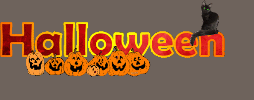 Czarny kot na napisie Halloween